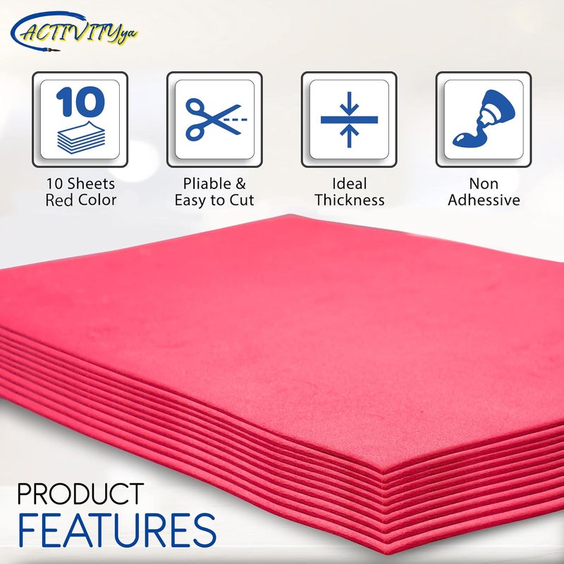 ACTIVITYYA Red EVA Foam Sheets, 9 x 12 Inch, 2mm Thick Handicraft Foam Paper for Arts and Crafts, by - 10 Sheets - Image 4